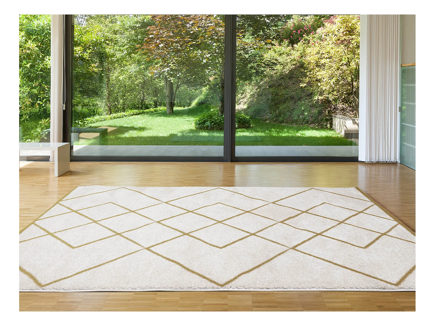 Berbers shaggy tapijt - 200 x 290 cm - Wit en goudkleurig - PRYSMI