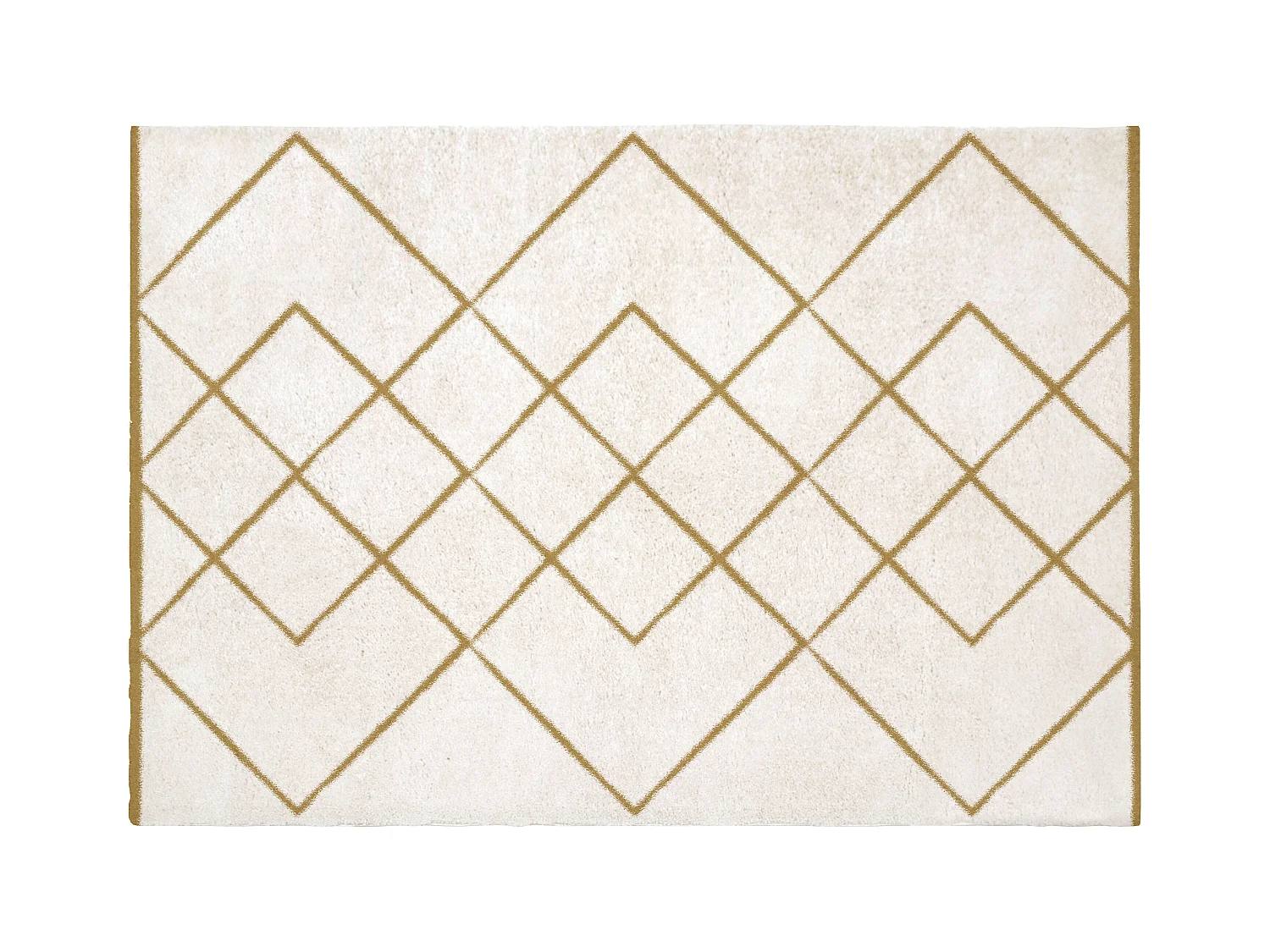 Tapis shaggy berbère - 200 x 290 cm - Blanc et doré - PRYSMI