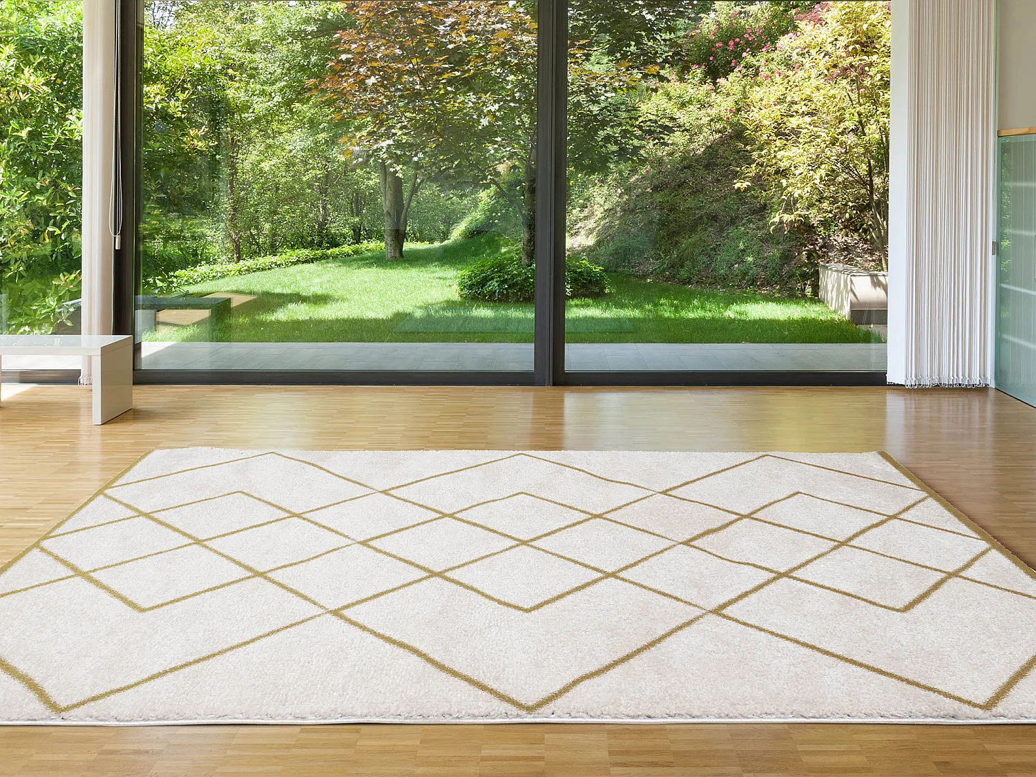Hochflorteppich Berber - 200 x 290 cm - Weiß & Goldfarben - PRYSMI