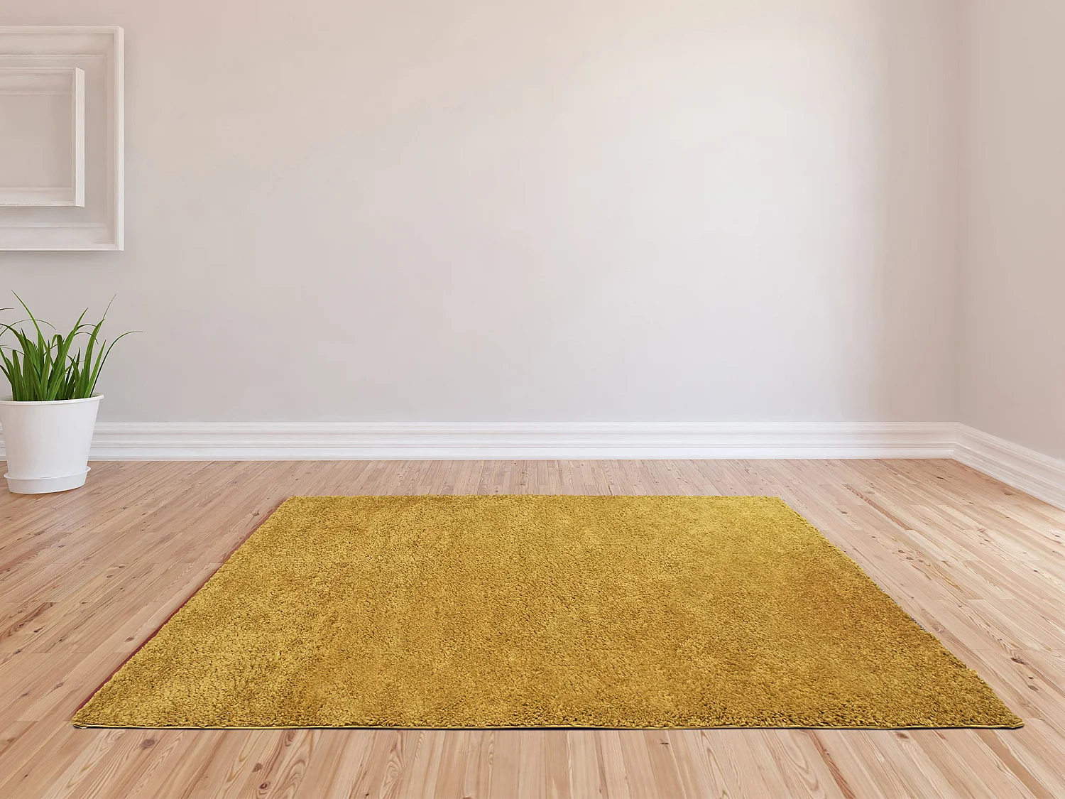 Tapis shaggy à poils longs - 120 x 170 cm - Jaune moutarde - MILINIO