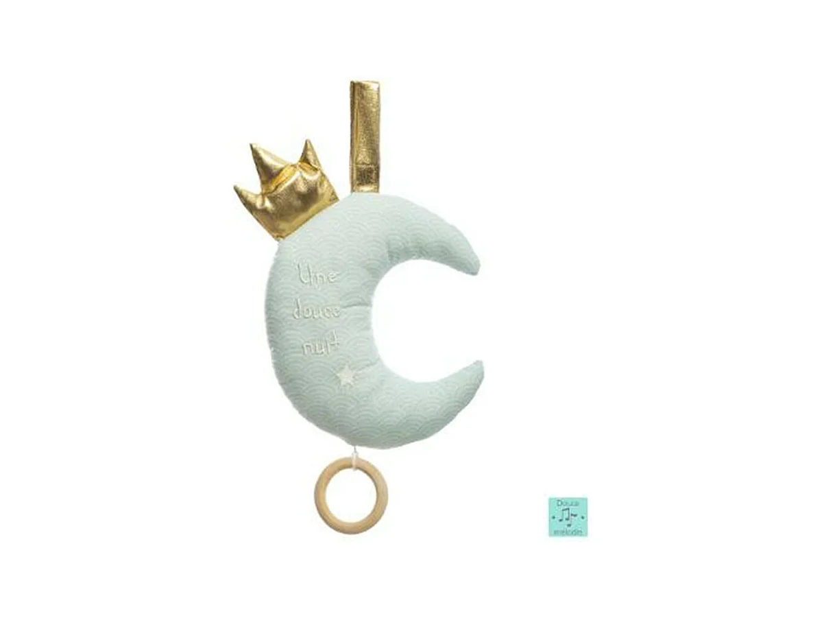 Coussin Musical Enfant "Lune" 37cm Bleu