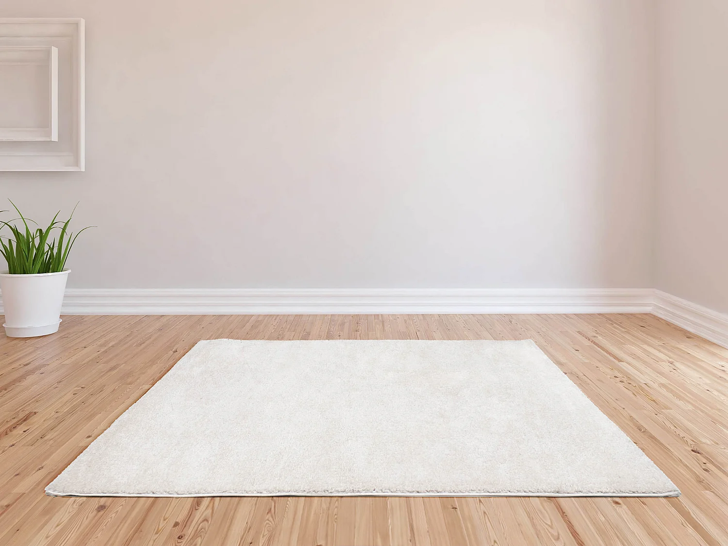Alfombra Shaggy de pelo largo - 120 x 170 cm - Blanco - MILINIO
