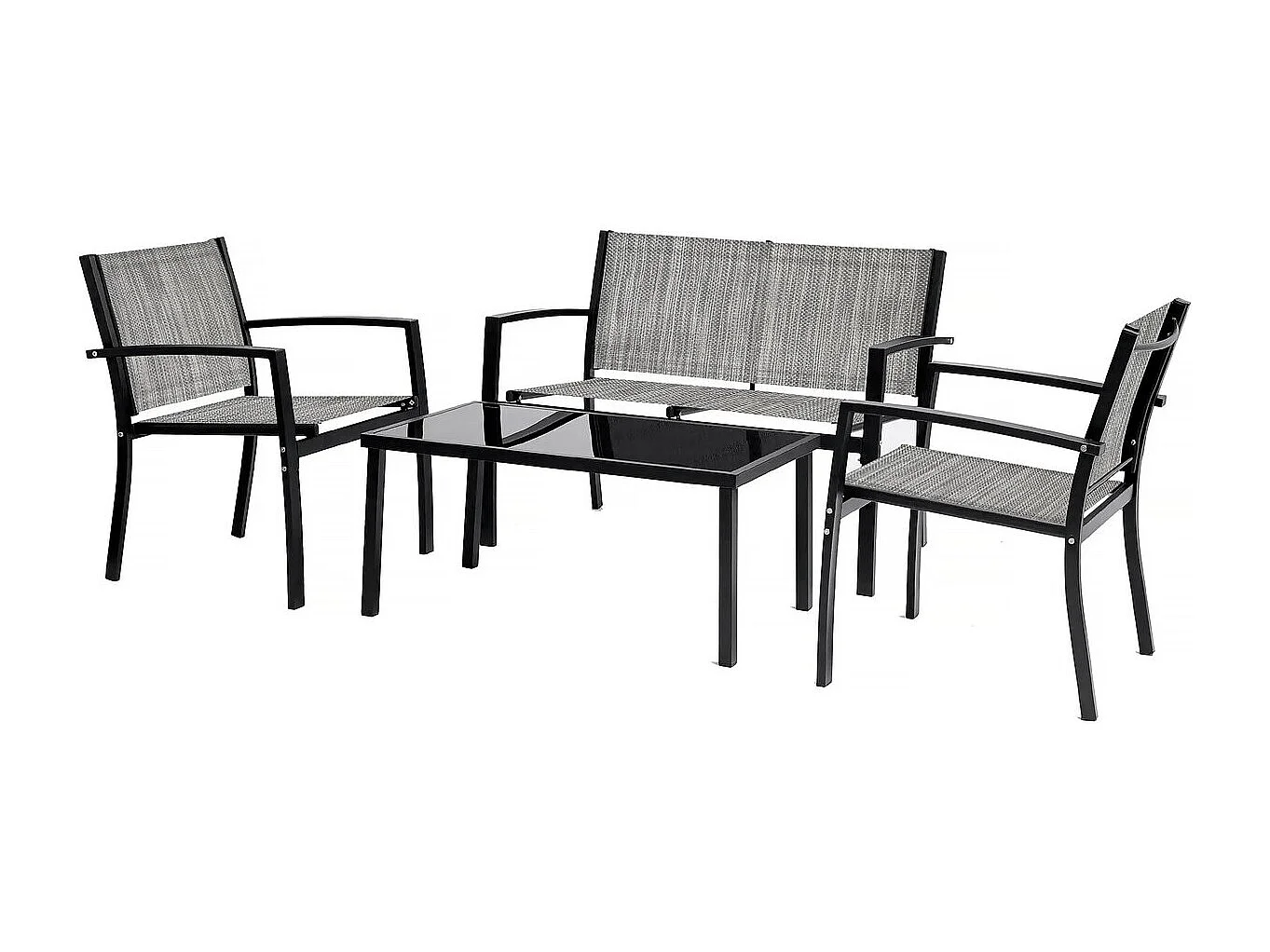 Salon de jardin bas "Lino" - 4 places  - Gris