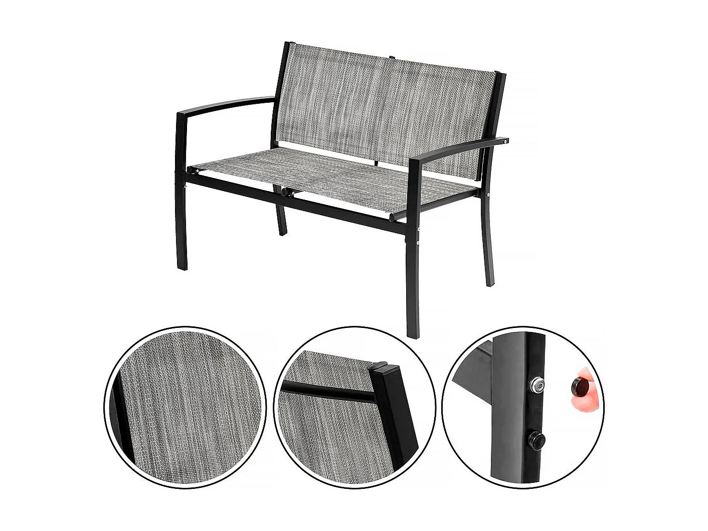 Salon de jardin bas "Lino" - 4 places  - Gris