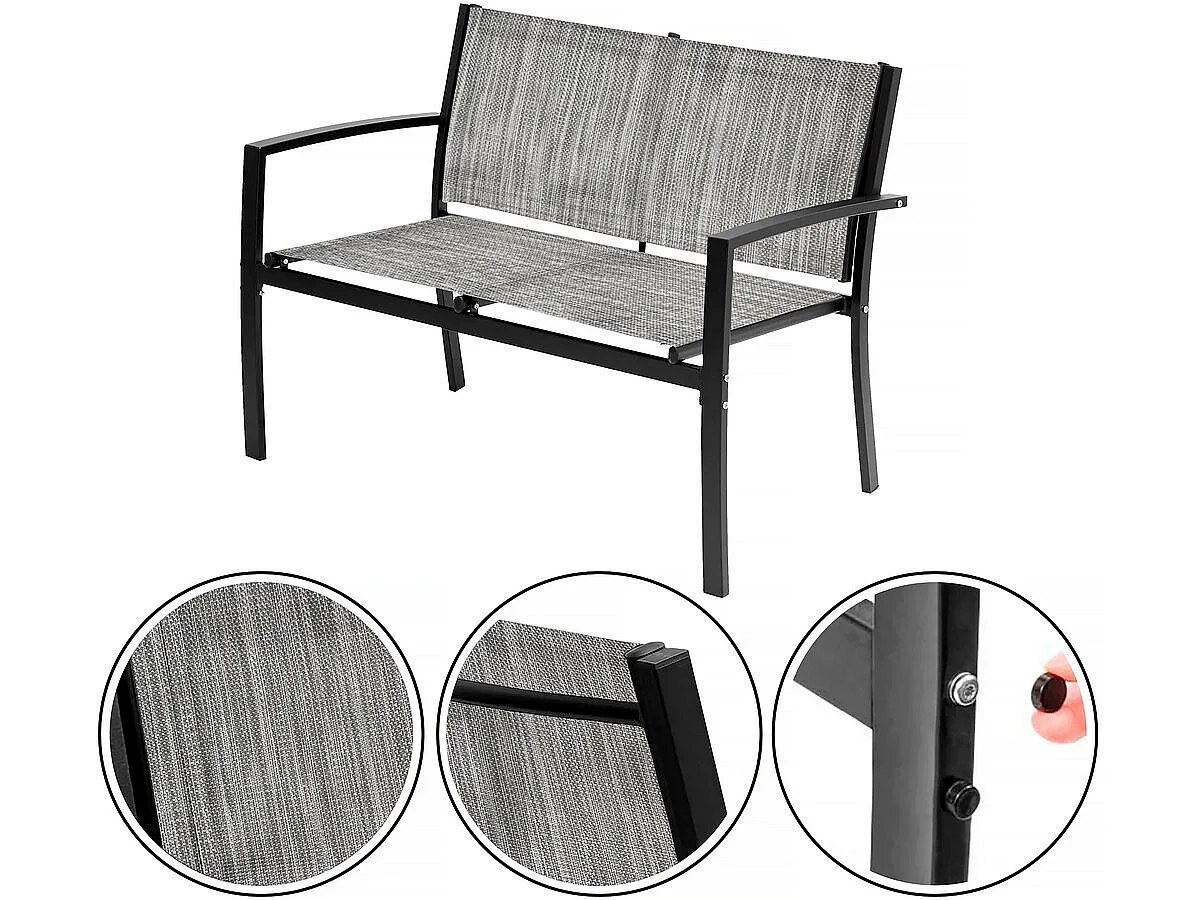 Salon de jardin bas "Lino" - 4 places  - Gris