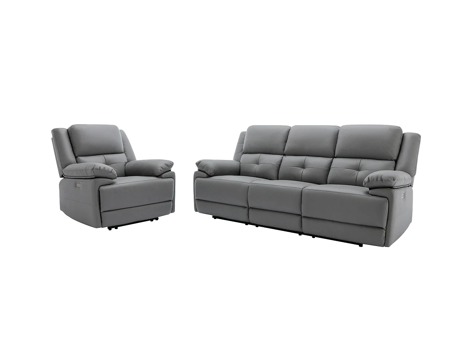 Relaxsofa elektrisch 3-Sitzer + Sessel - Stoff - Grau - DOLENE