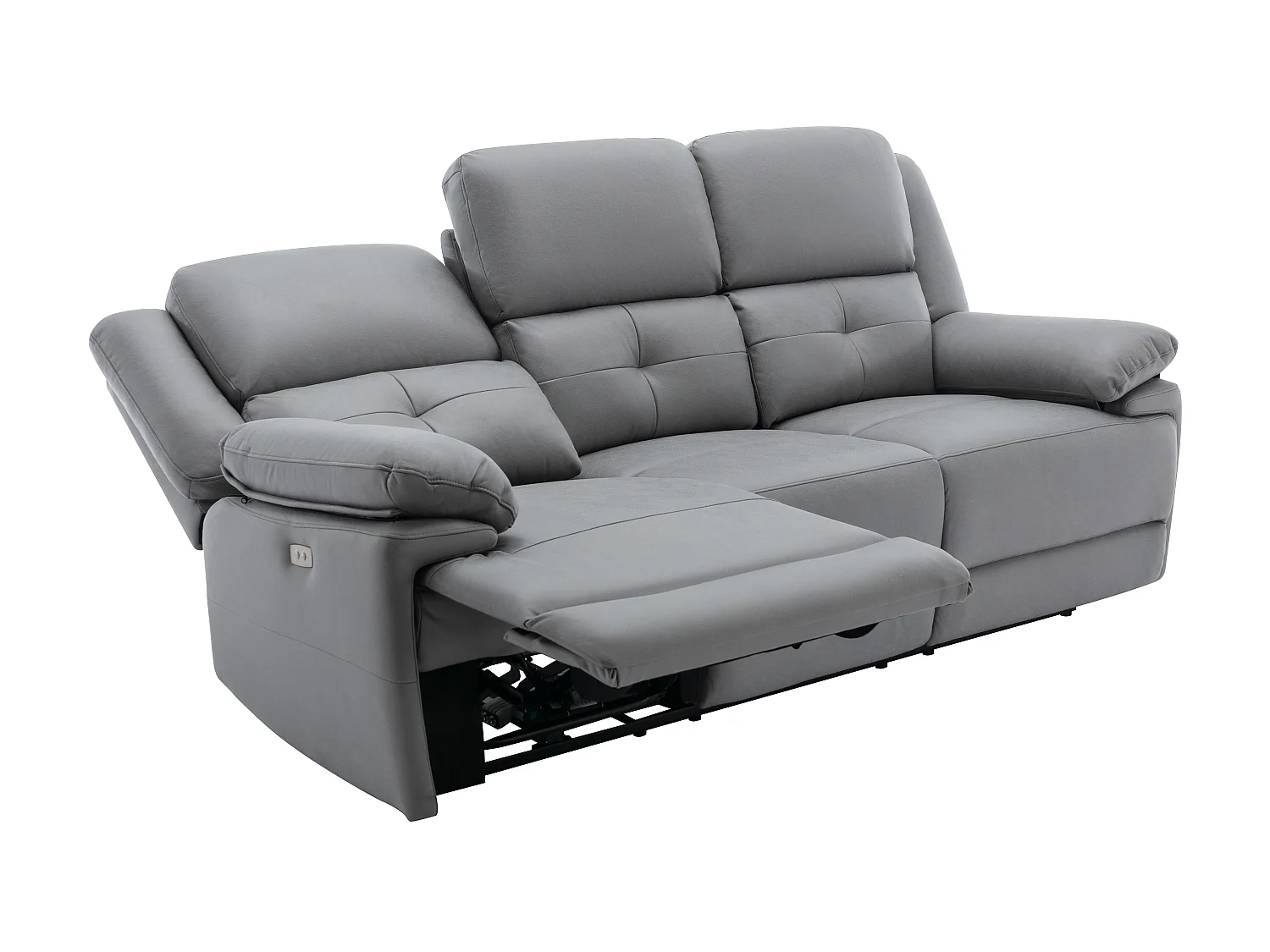 Relaxsofa elektrisch 3-Sitzer + Sessel - Stoff - Grau - DOLENE