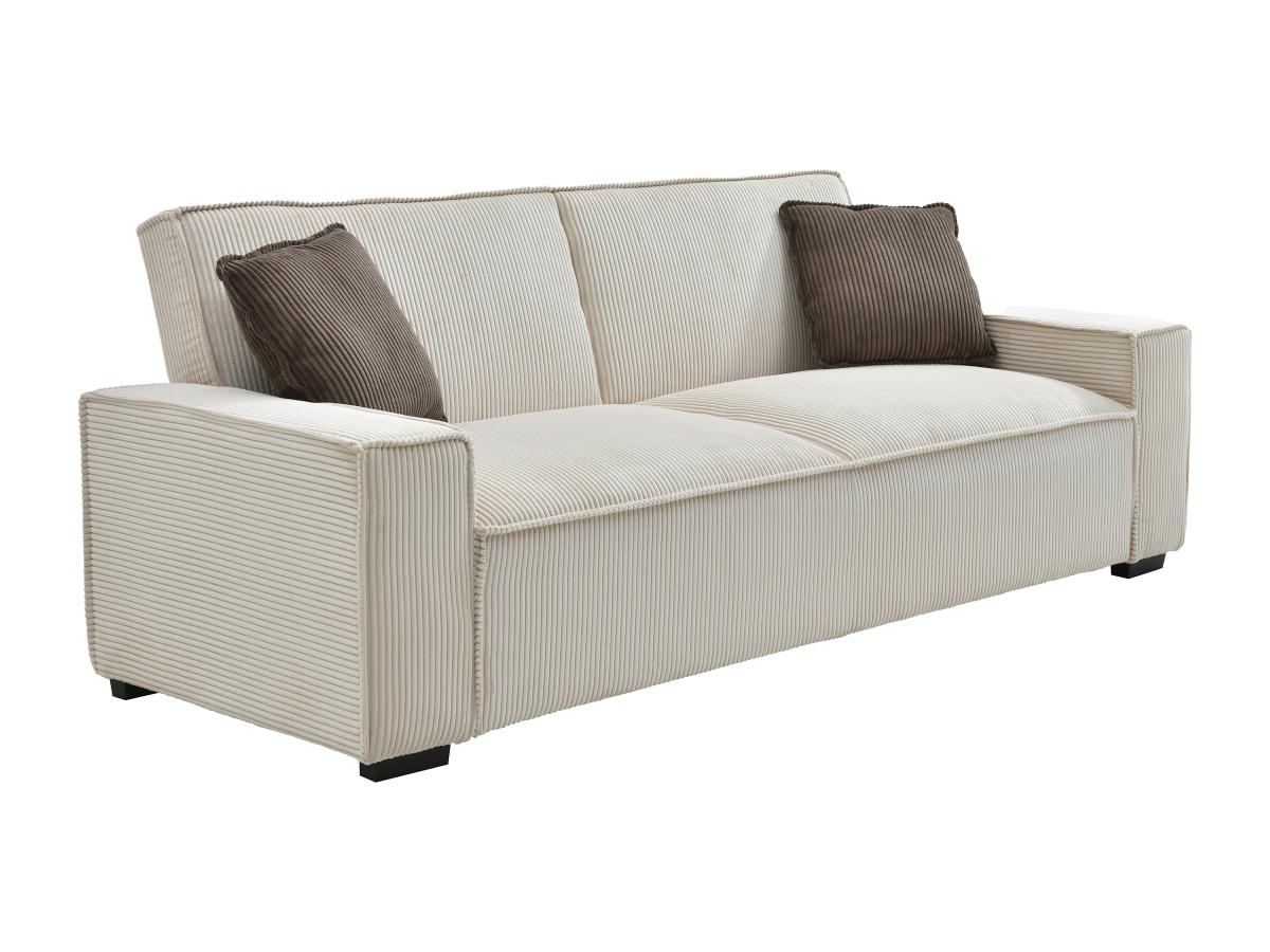 Sofa 3-Sitzer mit Schlaffunktion - Cord - Beige - SEKOTA günstig online kaufen