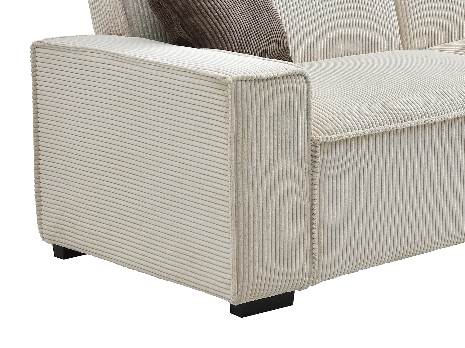 Canapé 3 places convertible en velours côtelé beige SEKOTA