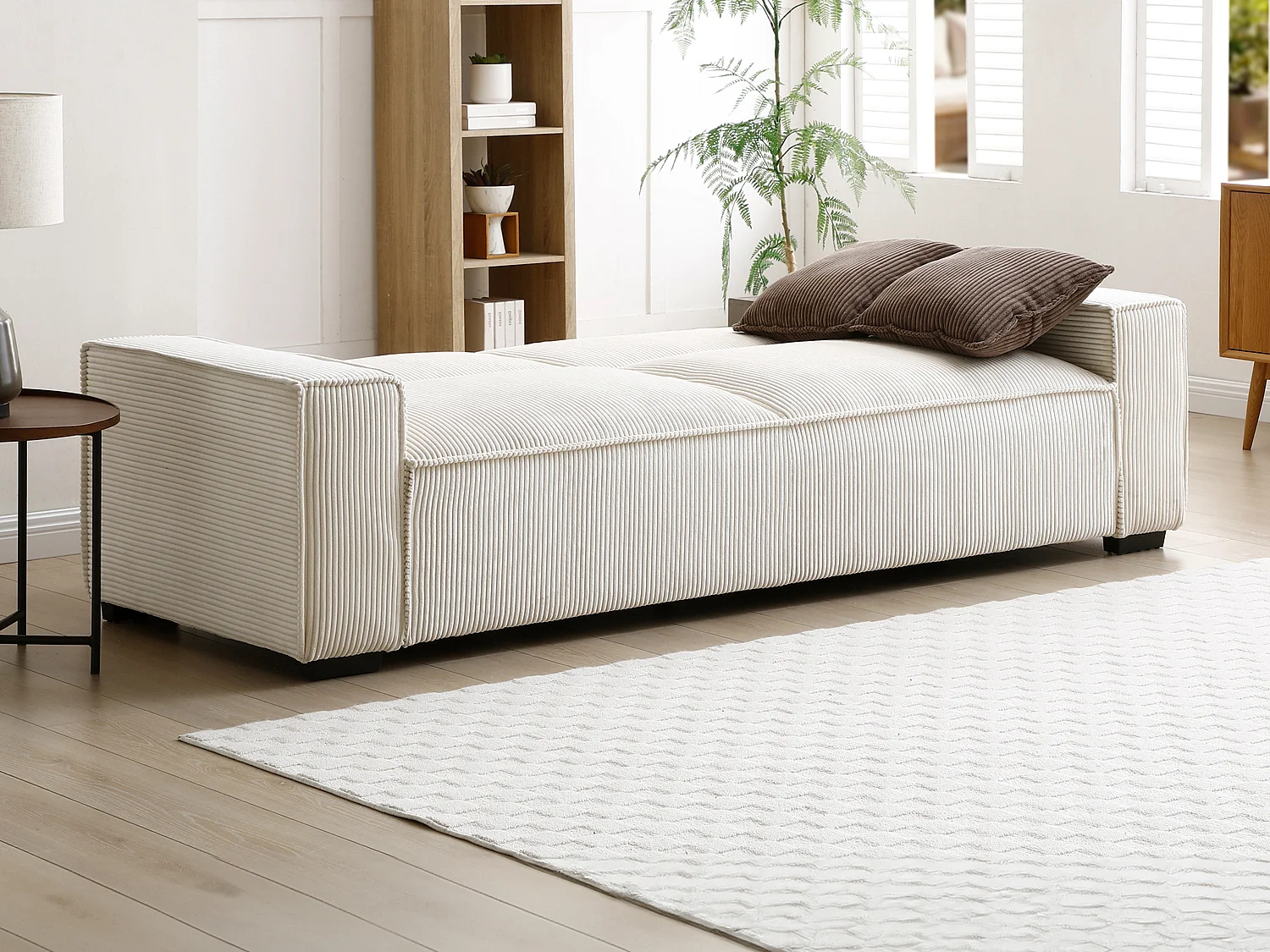 Sofa 3-Sitzer mit Schlaffunktion - Cord - Beige - SEKOTA