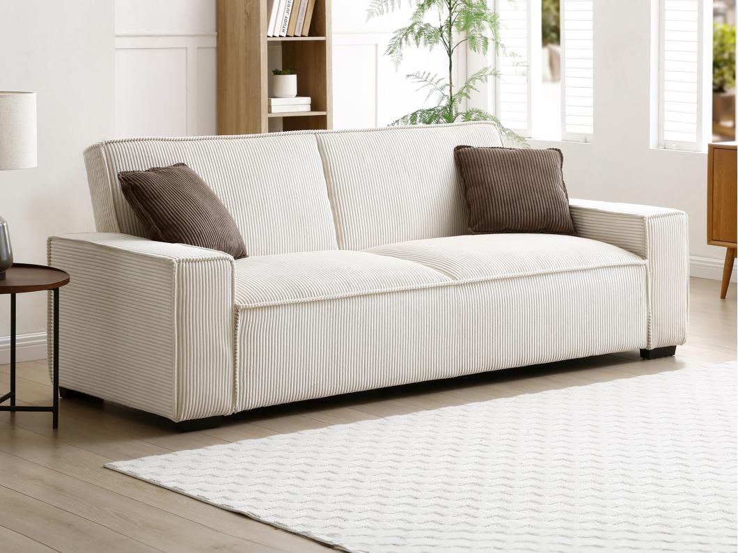 Sofa 3-Sitzer mit Schlaffunktion - Cord - Beige - SEKOTA