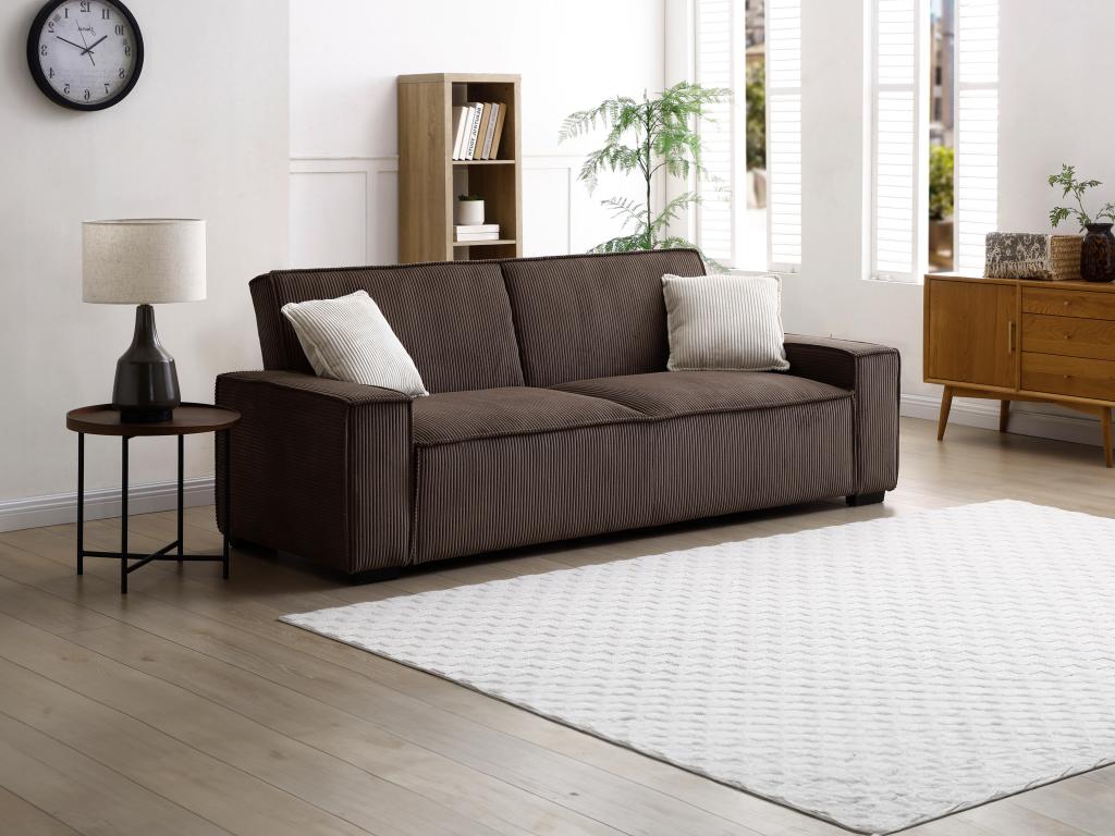 Sofa 3-Sitzer mit Schlaffunktion - Cord - Braun - SEKOTA günstig online kaufen