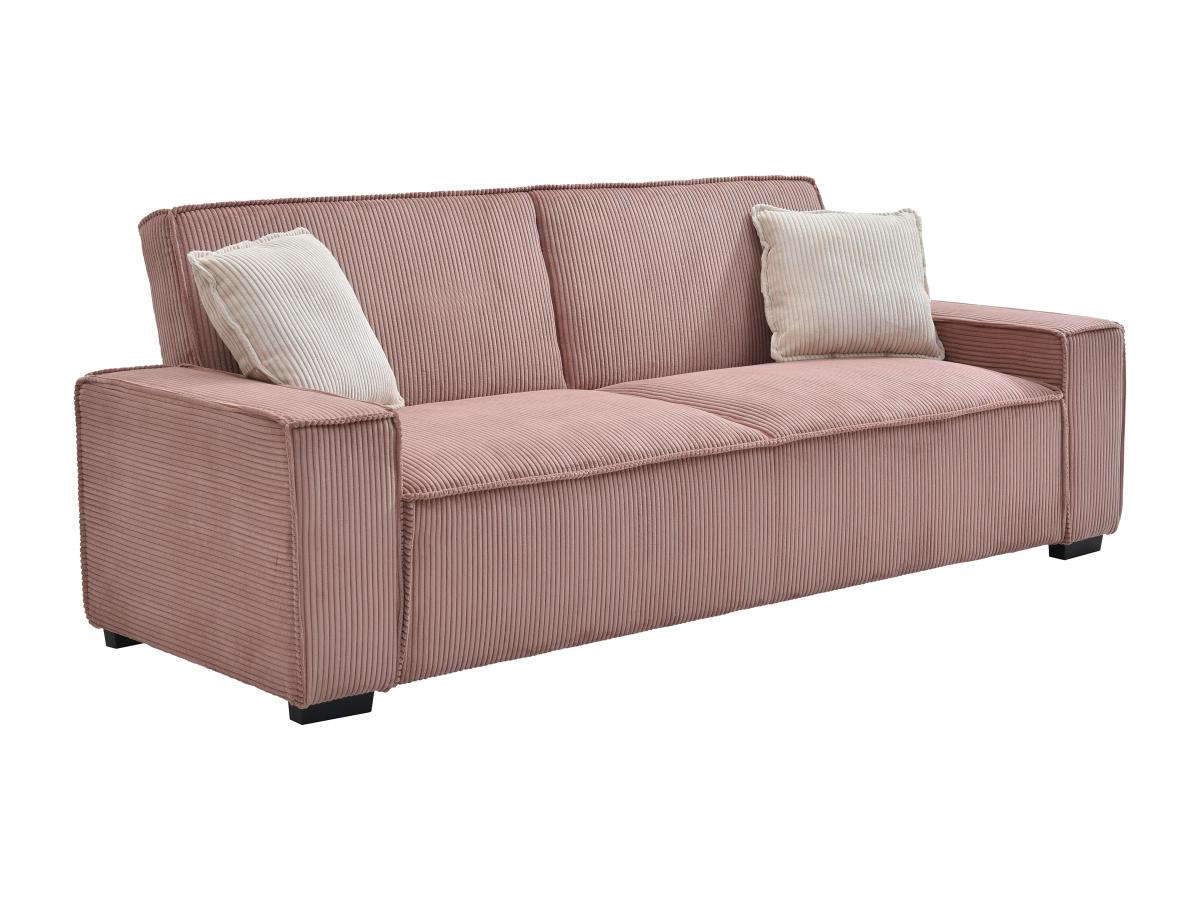 Sofa 3-Sitzer mit Schlaffunktion - Cord - Rosa - SEKOTA günstig online kaufen