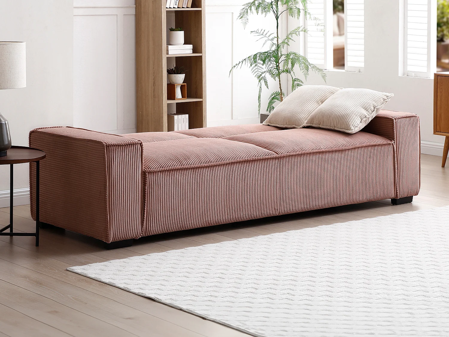 Sofa 3-Sitzer mit Schlaffunktion - Cord - Rosa - SEKOTA