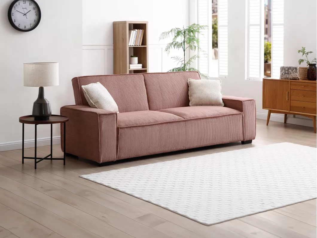 Kauf Unique Sofa 3-Sitzer mit Schlaffunktion - Cord - Rosa - SEKOTA