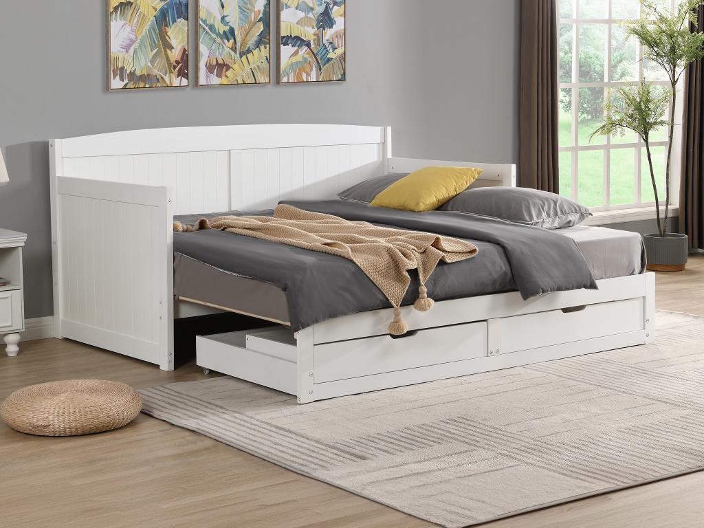 Ausziehbett - 90 x 190 oder 180 x 190 cm - Mit ausziehbarem Lattenrost & Sc günstig online kaufen