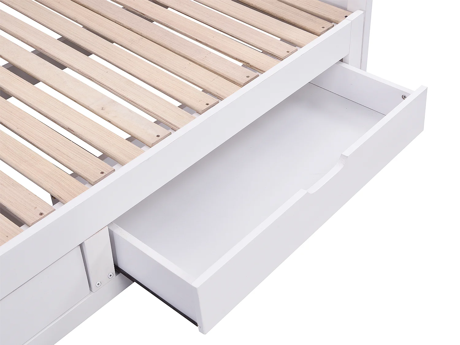 Lit gigogne banquette 90 x 190 ou 180 x 190 cm - Avec sommier peigne et tiroirs - Pin et MDF - Blanc + Matelas - DINIVA