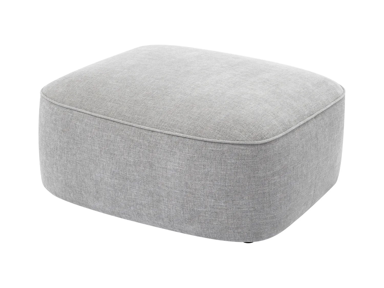 Canapé d'angle gauche et pouf en tissu texturé gris POMIANGO