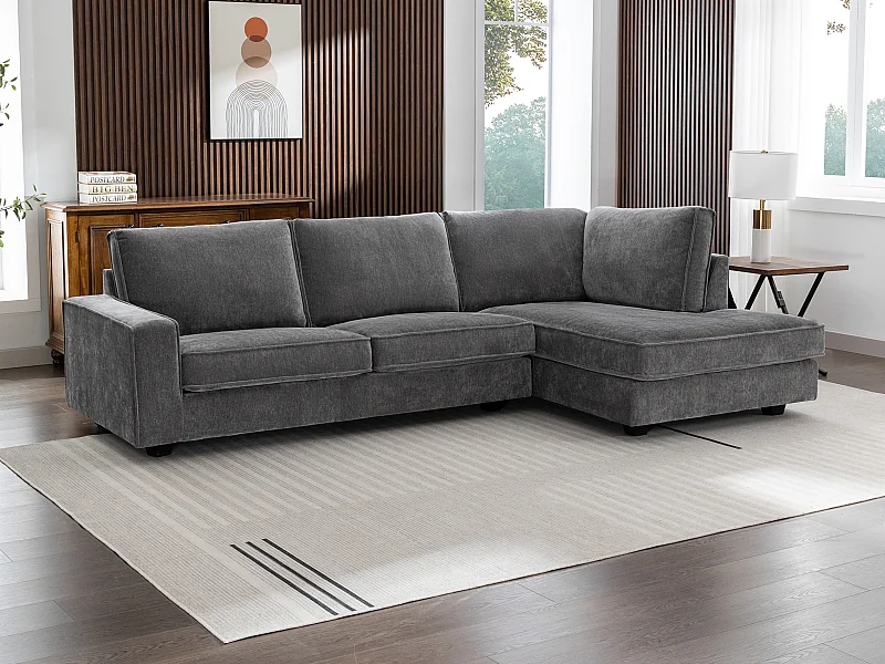 Höger hörnbsoffel​mörbeldelar i grå tyg APRICALE