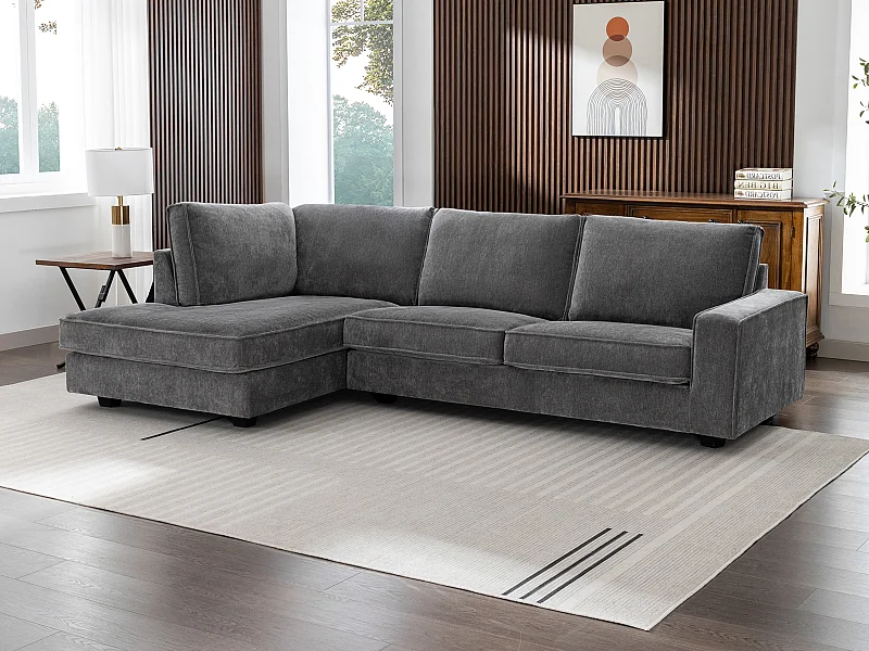 Vänsterhörnsoffa i grått tyg APRICALE