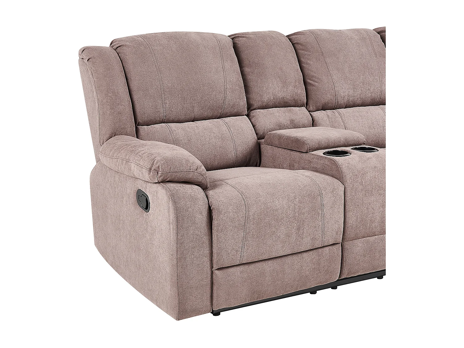 5-Personen Ecksofa Stoffbezug beige taupe Getränkehalter verstellbar Rokke