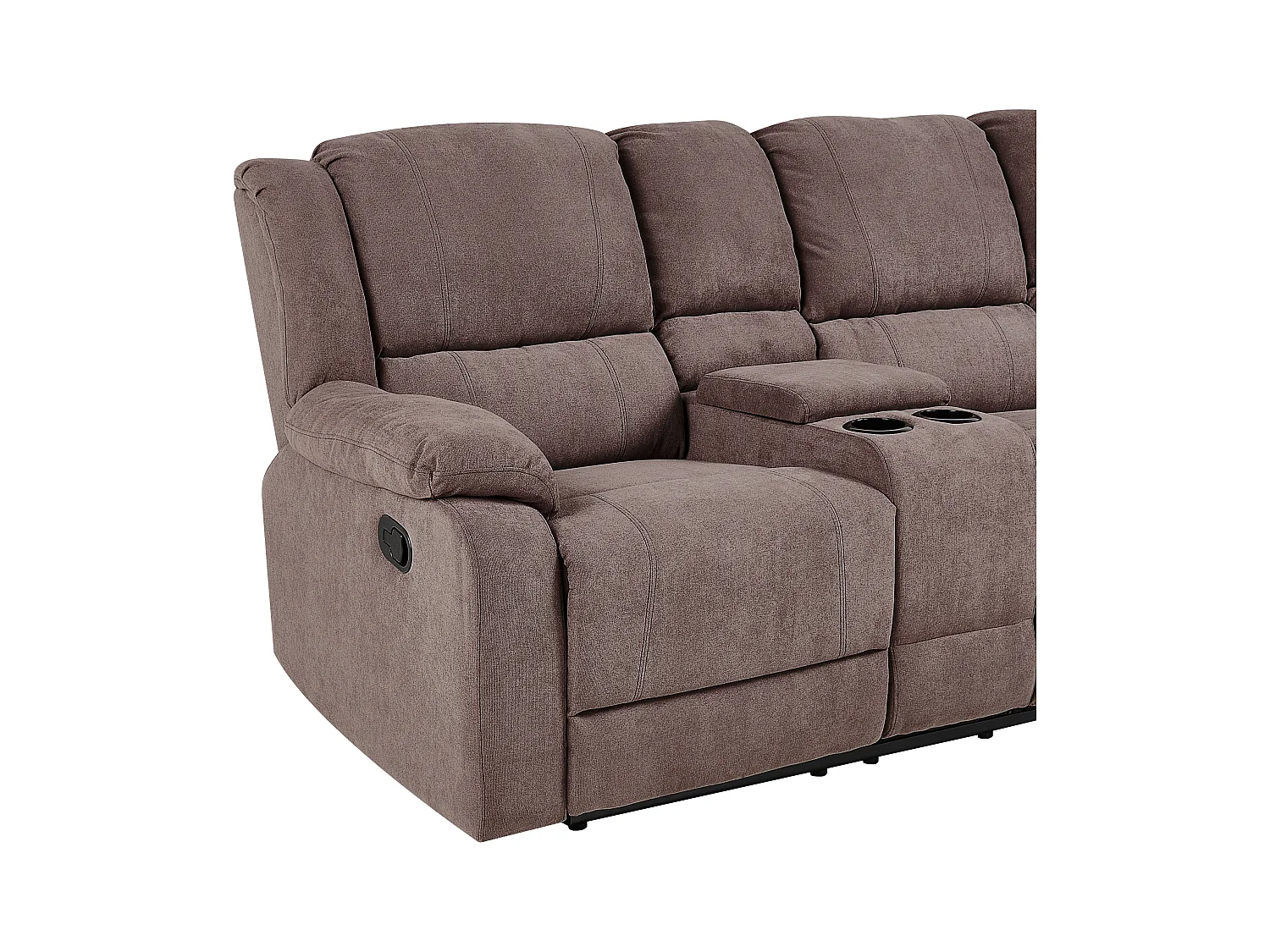 5-Personen Ecksofa Stoffbezug beige taupe Getränkehalter verstellbar Rokke