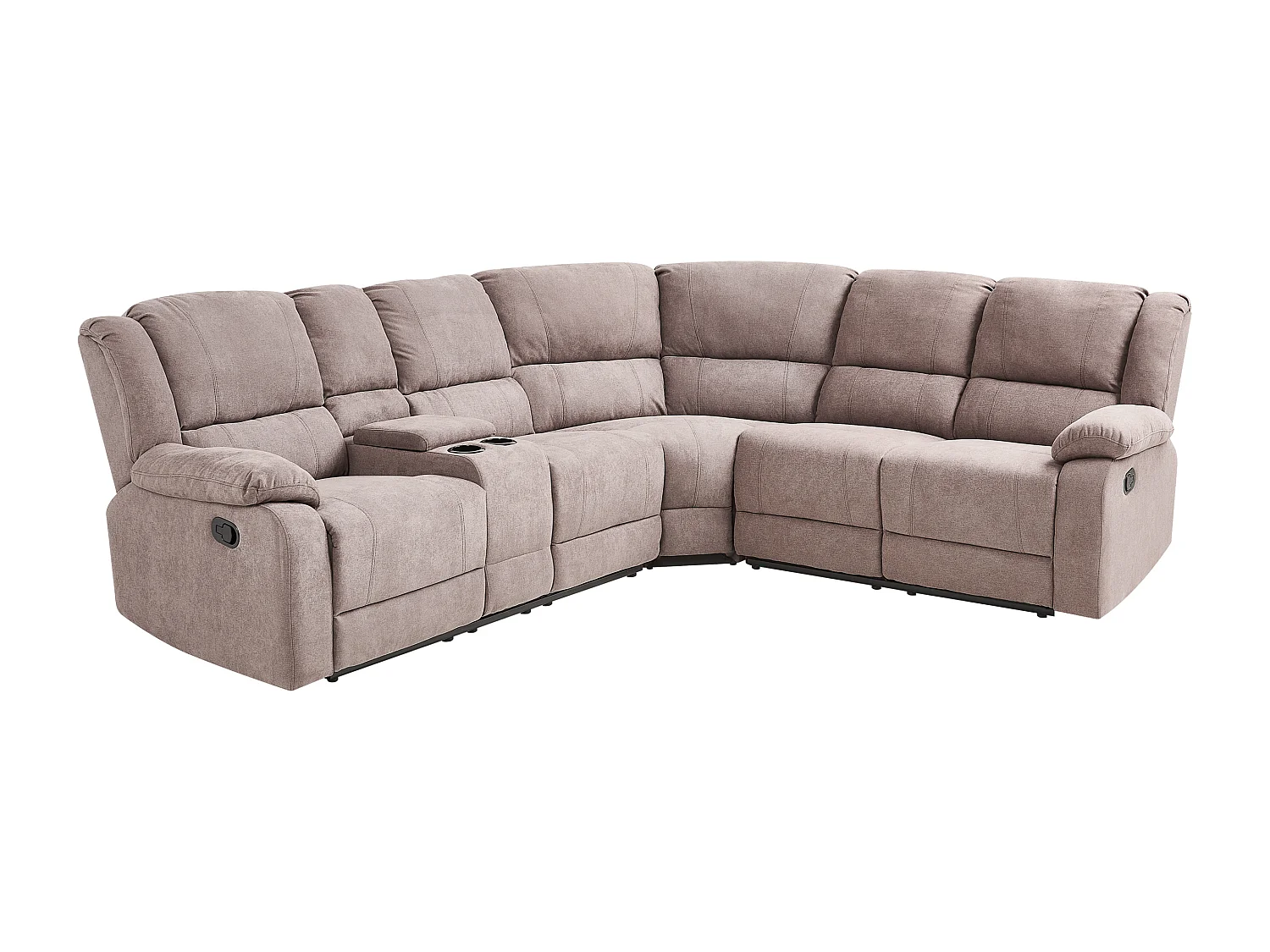 5-Personen Ecksofa Stoffbezug beige taupe Getränkehalter verstellbar Rokke