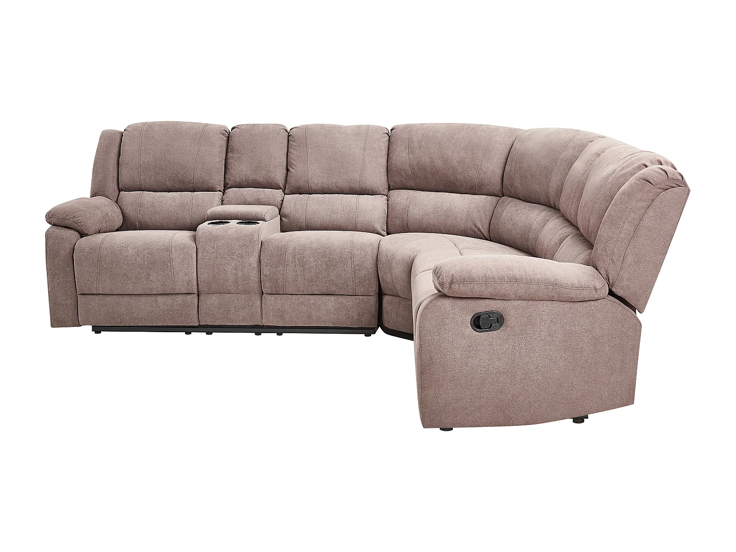 5-Personen Ecksofa Stoffbezug beige taupe Getränkehalter verstellbar Rokke