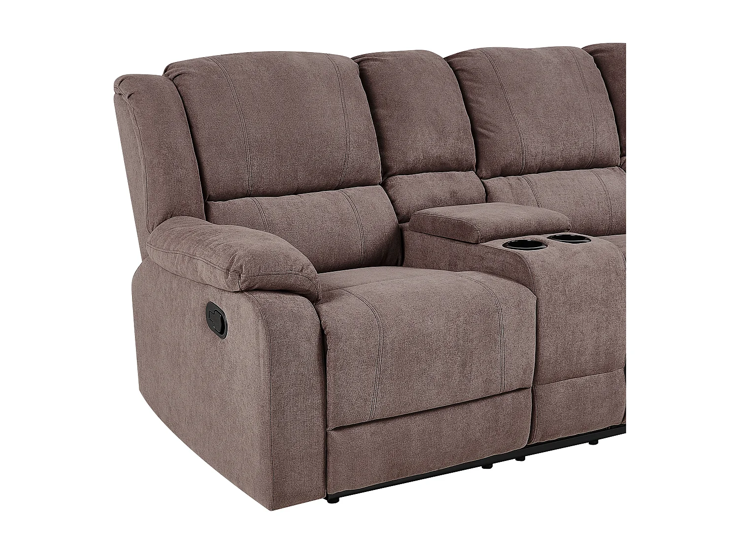 5-Personen Ecksofa Stoffbezug beige taupe Getränkehalter verstellbar Rokke