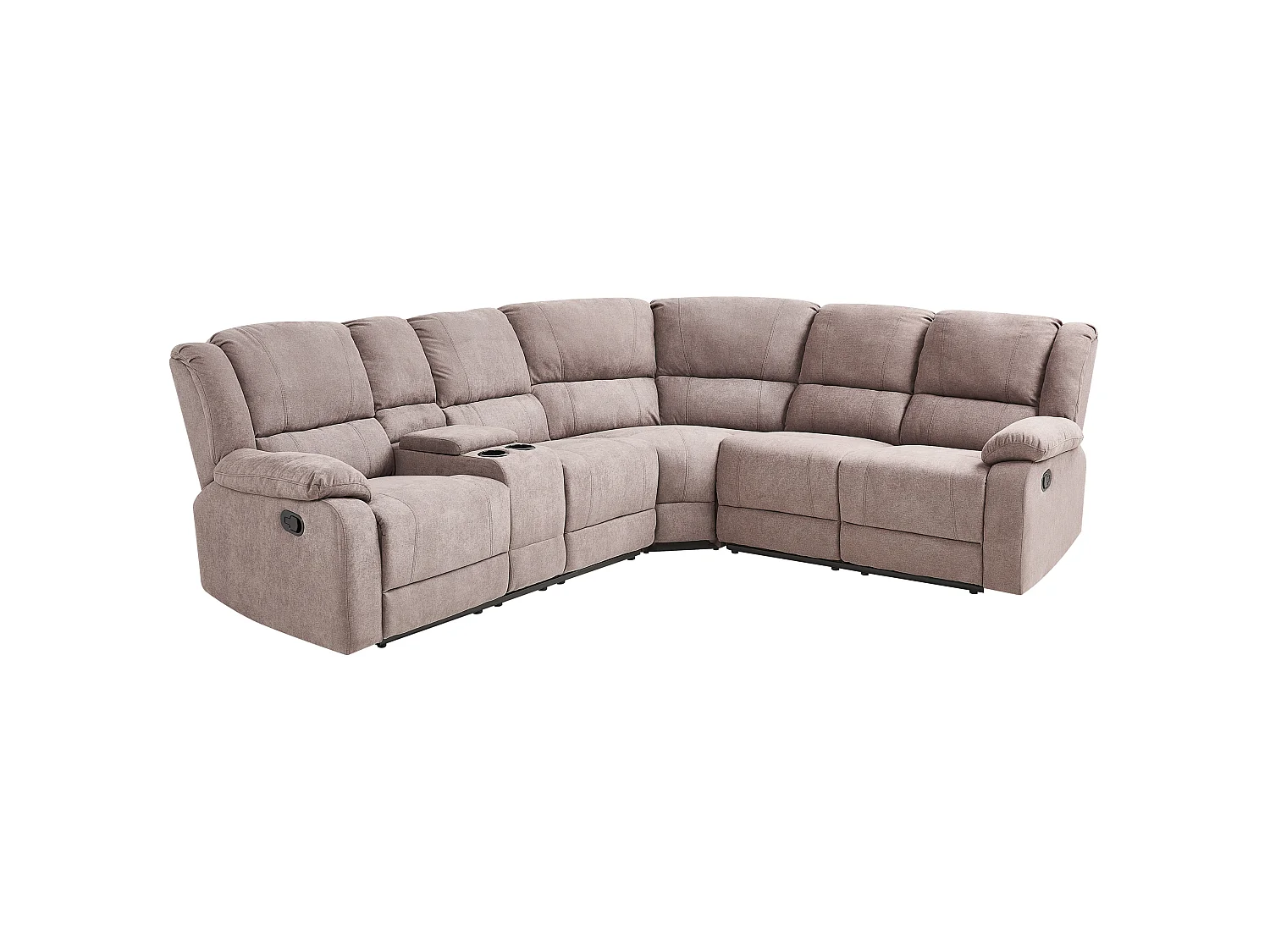 Canapé d'angle relax manuel ROKKE Tissu Taupe 5 places Côté gauche