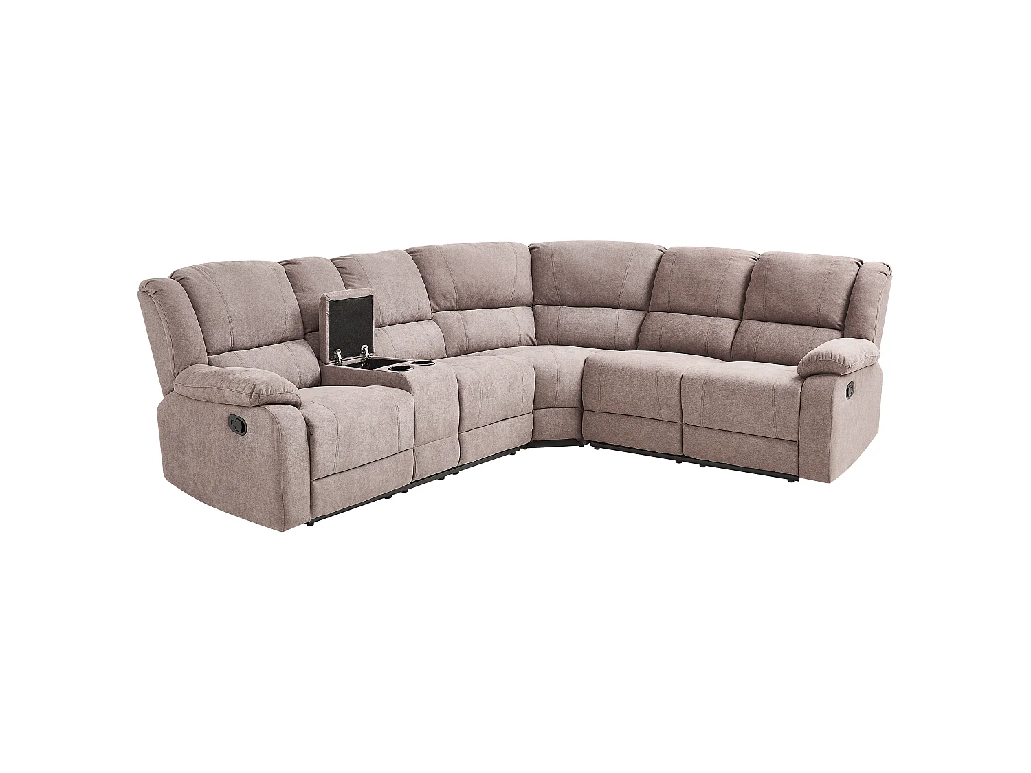 Canapé d'angle relax manuel ROKKE Tissu Taupe 5 places Côté gauche