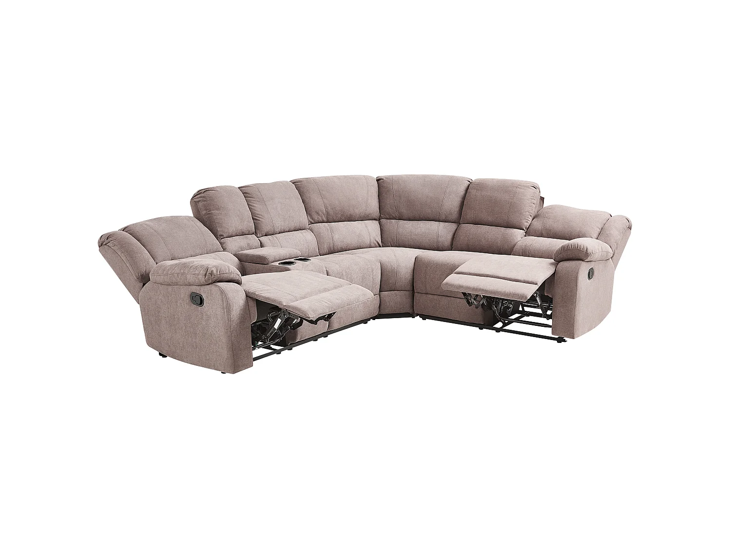 Canapé d'angle relax manuel ROKKE Tissu Taupe 5 places Côté gauche