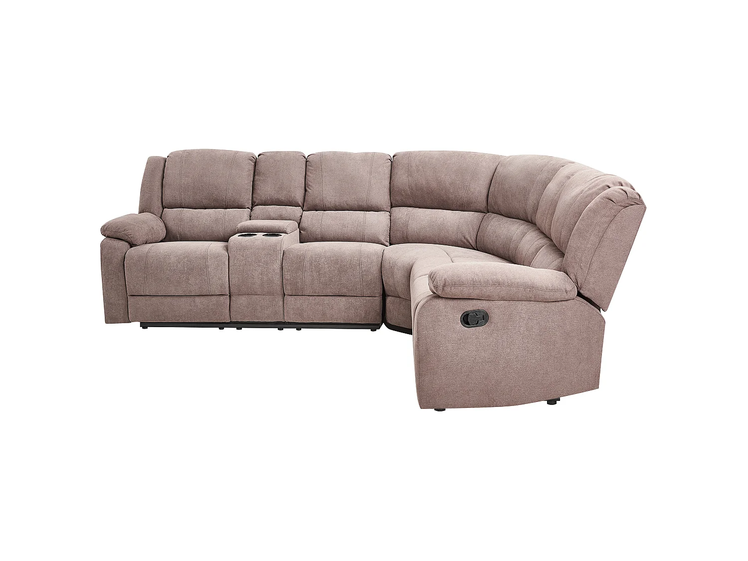 Canapé d'angle relax manuel ROKKE Tissu Taupe 5 places Côté gauche