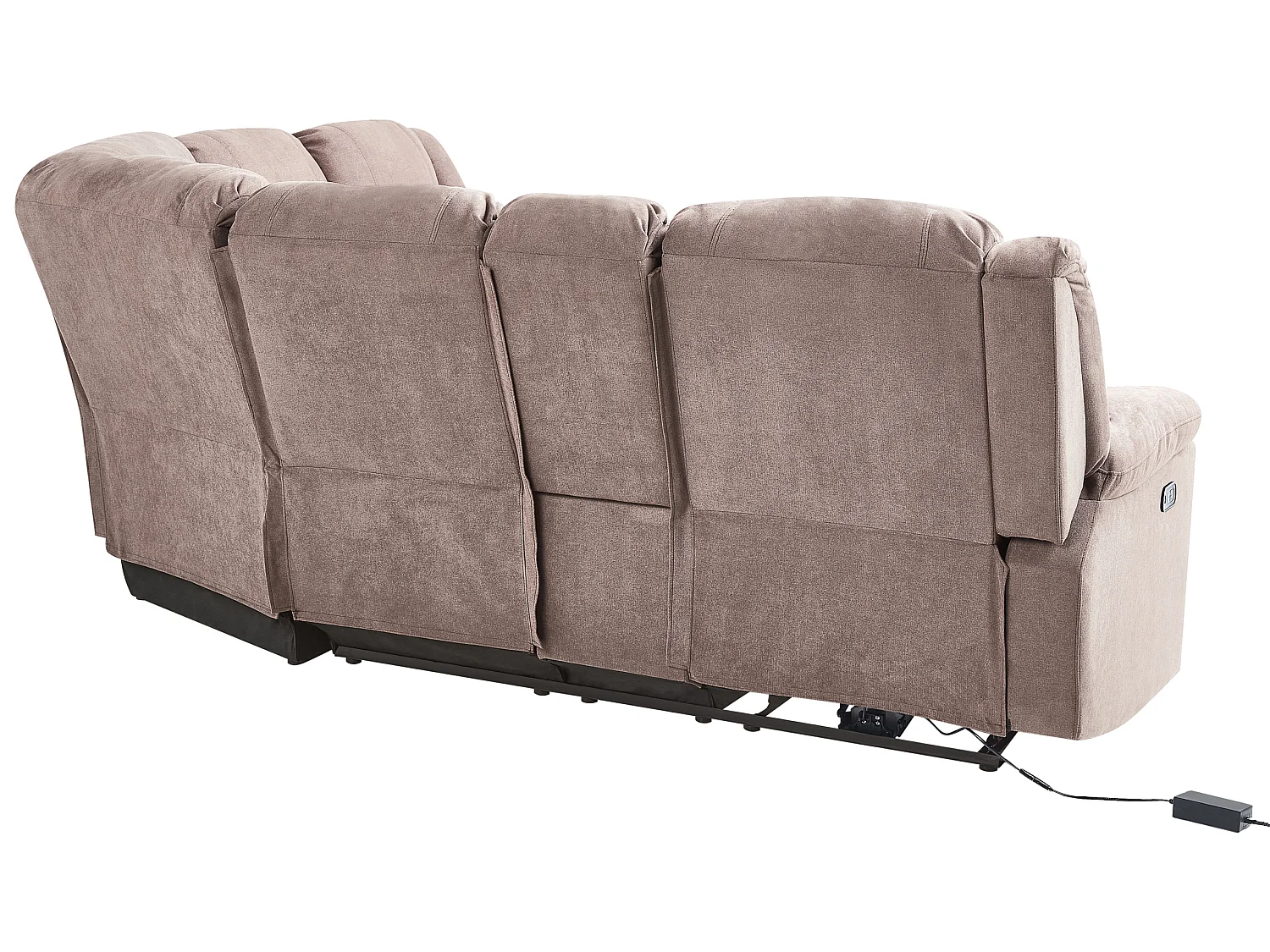 Canapé d'Angle Électrique à 5 Places avec Port USB en Tissu Beige Taupe Rokke