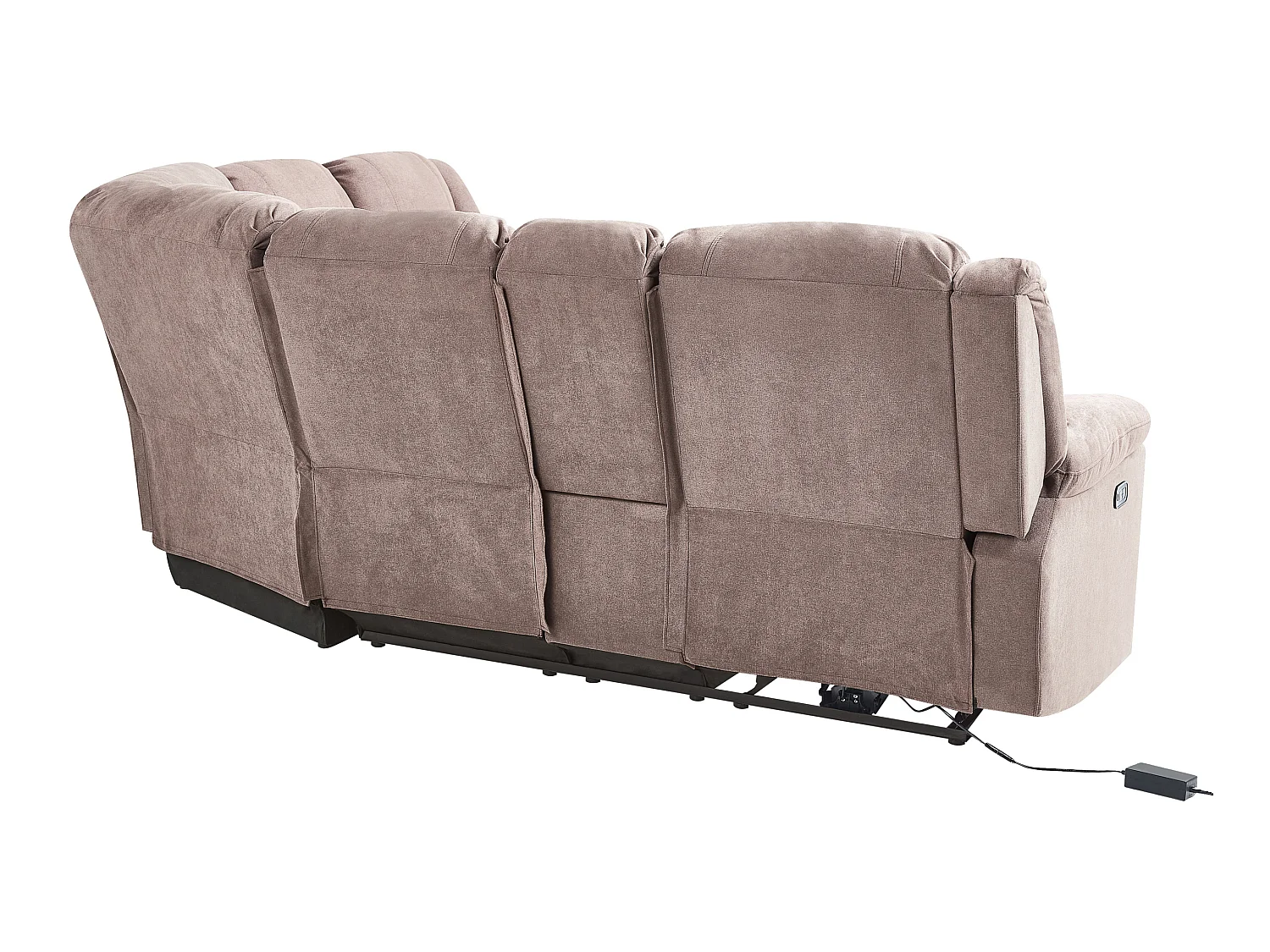 Canapé d'Angle Électrique à 5 Places avec Port USB en Tissu Beige Taupe Rokke