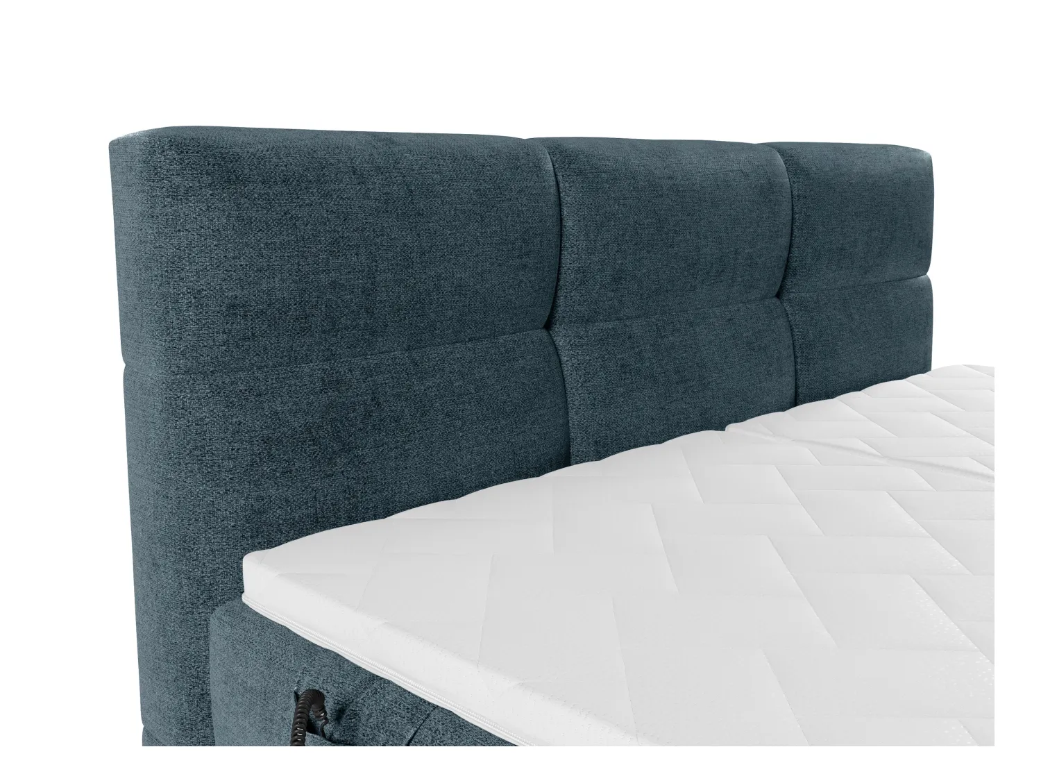 Boxspringbett mit gestepptem Kopfteil + elektrischem Untergestell mit Relaxfunktion + Matratze + Topper - 2 x 90 x 200 cm - Stoff - Blau - LODI von PALACIO