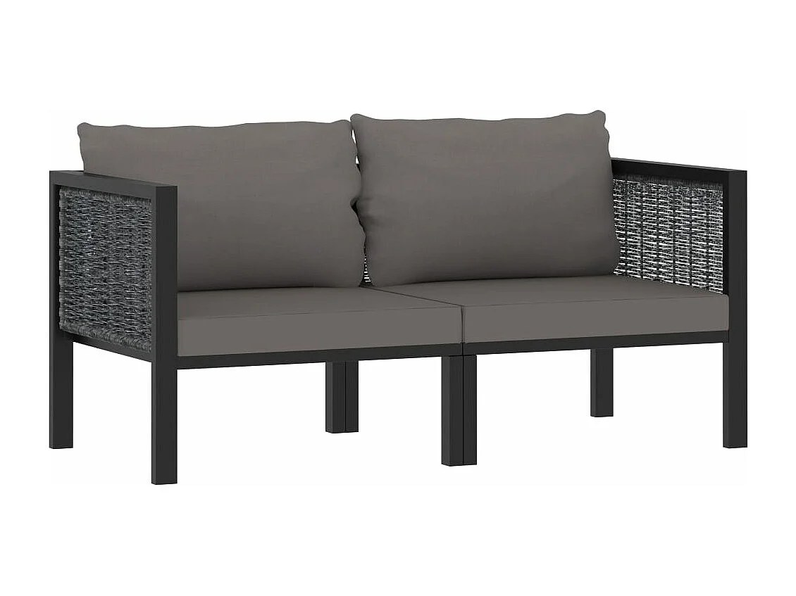 Sofá de 2 lugares com almofadas 136 x 68 x 64 cm resina tecida antracite 02_0013295