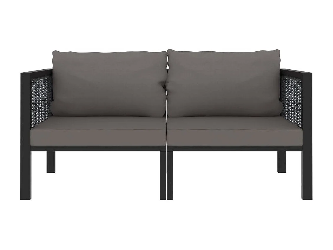 Sofá de 2 lugares com almofadas 136 x 68 x 64 cm resina tecida antracite 02_0013295