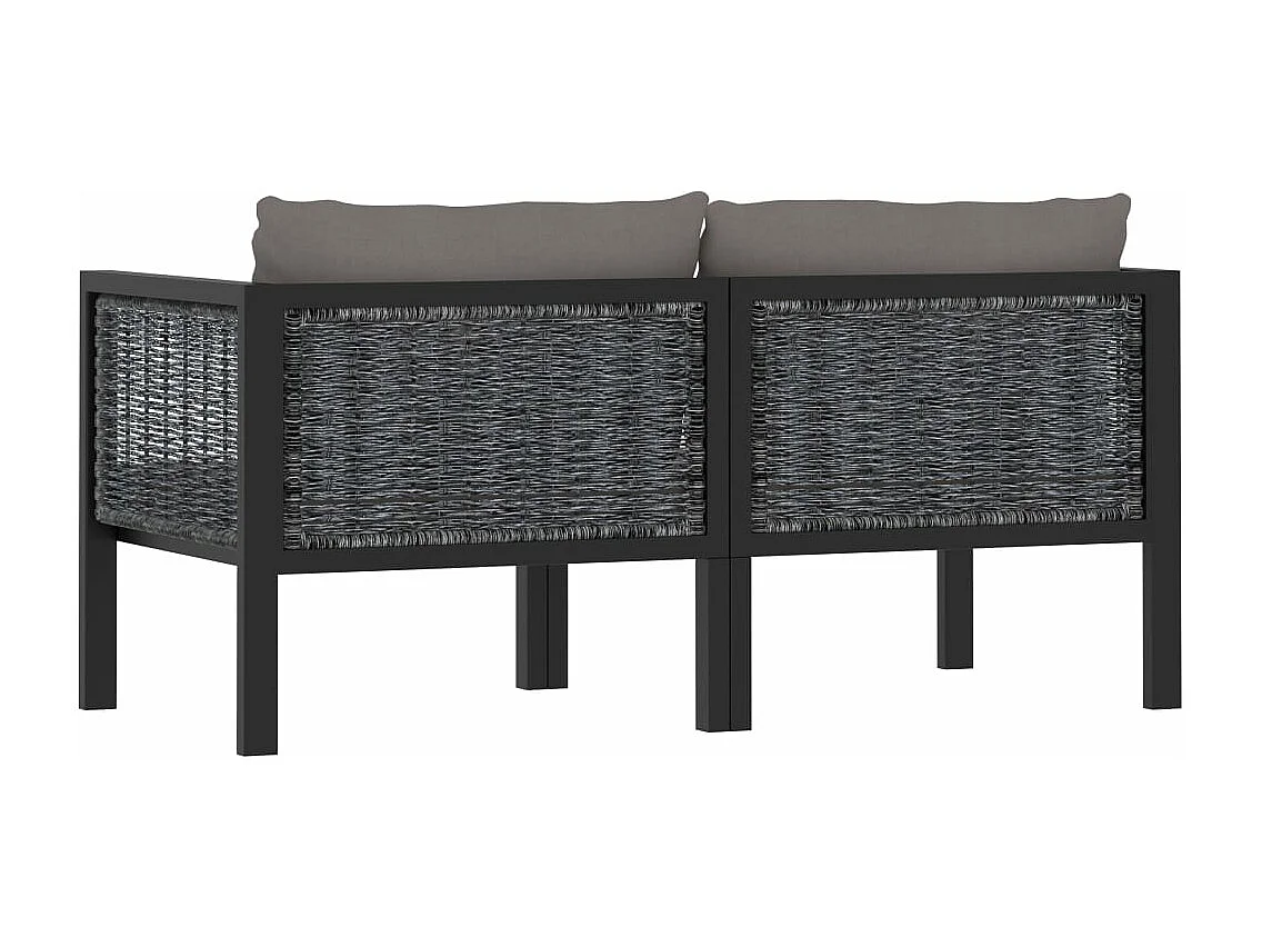 Sofá de 2 lugares com almofadas 136 x 68 x 64 cm resina tecida antracite 02_0013295