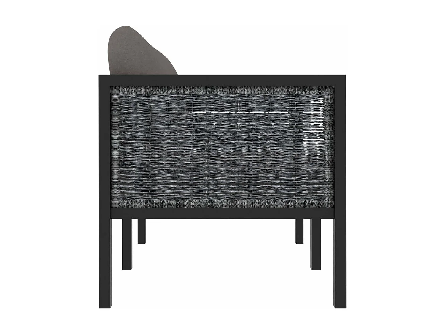 Sofá de 2 lugares com almofadas 136 x 68 x 64 cm resina tecida antracite 02_0013295