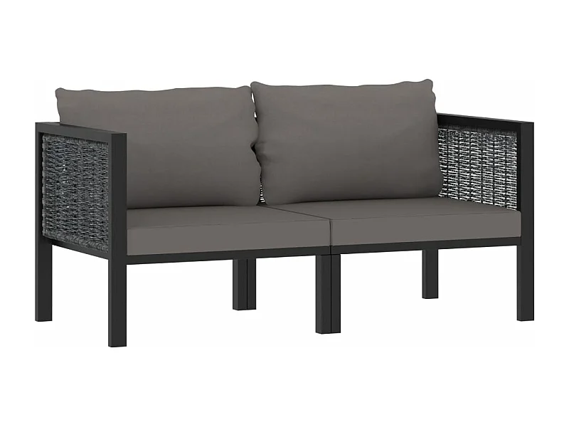 Sofá de 2 lugares com almofadas 136 x 68 x 64 cm resina tecida antracite 02_0013295