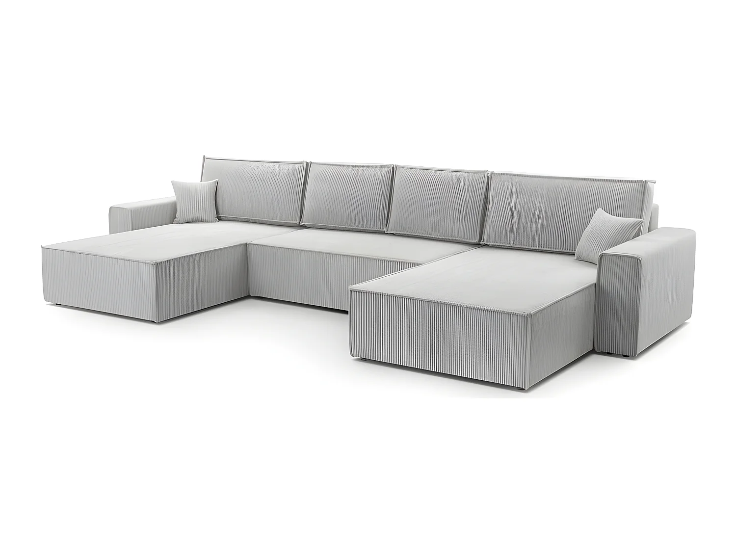 Canapé Panoramique Convertible Avec Coffre En Velours Côtelé Gris Juul