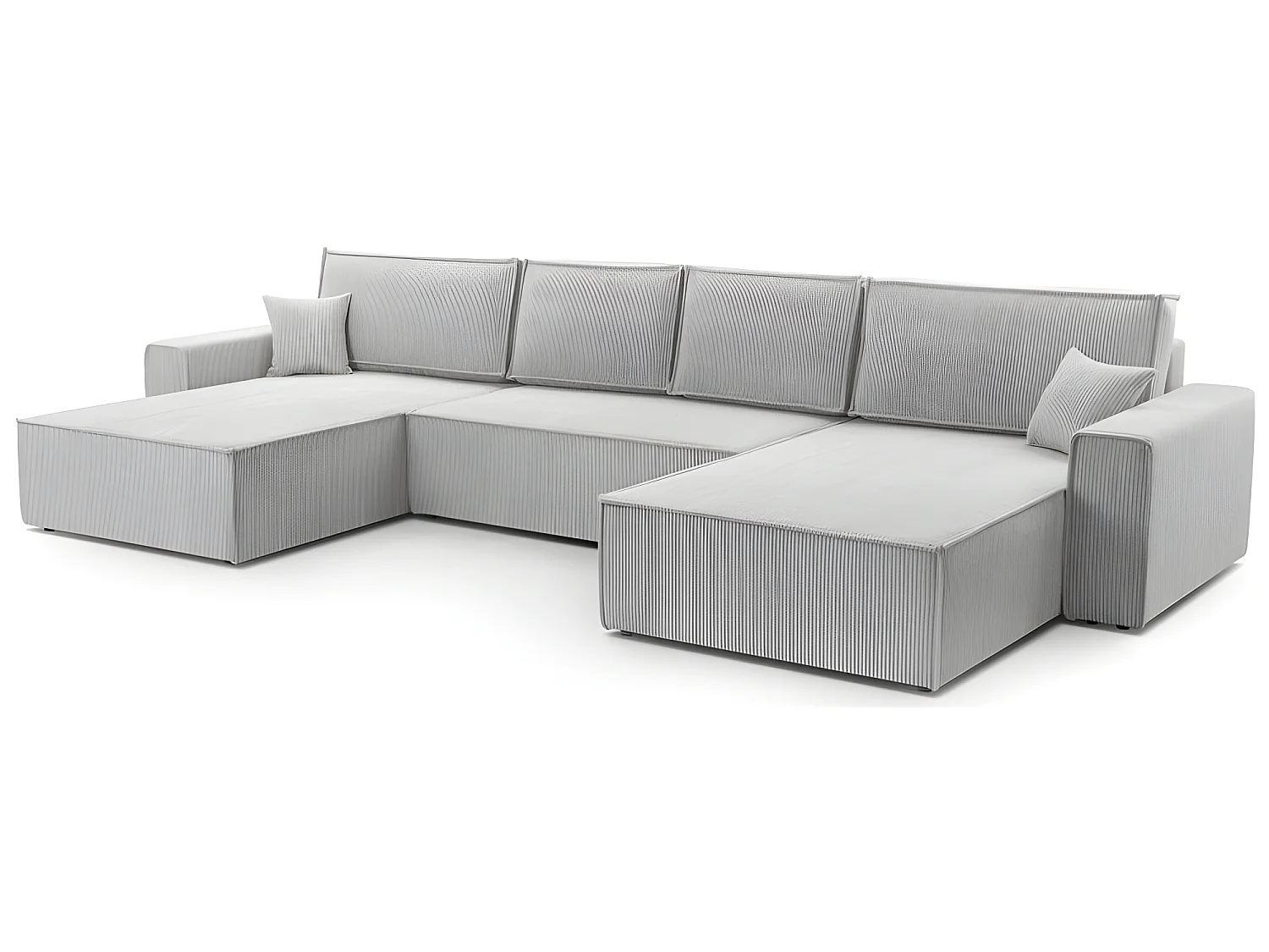 Canapé Panoramique Convertible Avec Coffre En Velours Côtelé Gris Juul