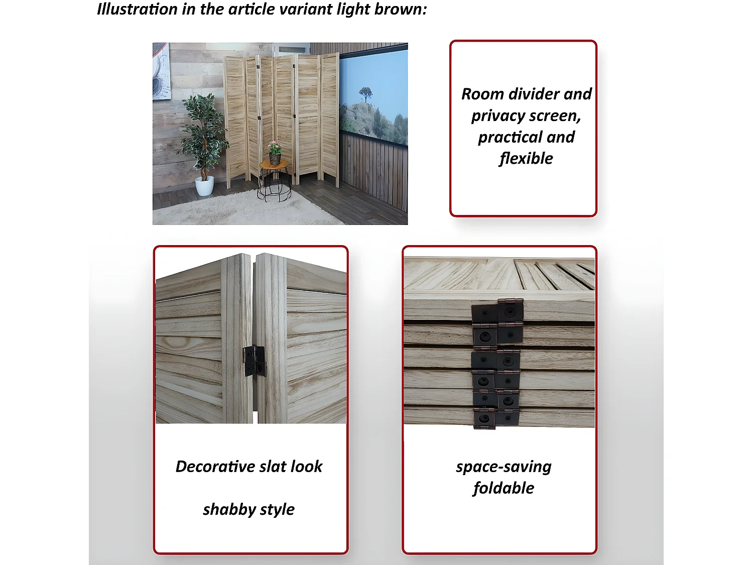 Paravent MCW-G30,  marron