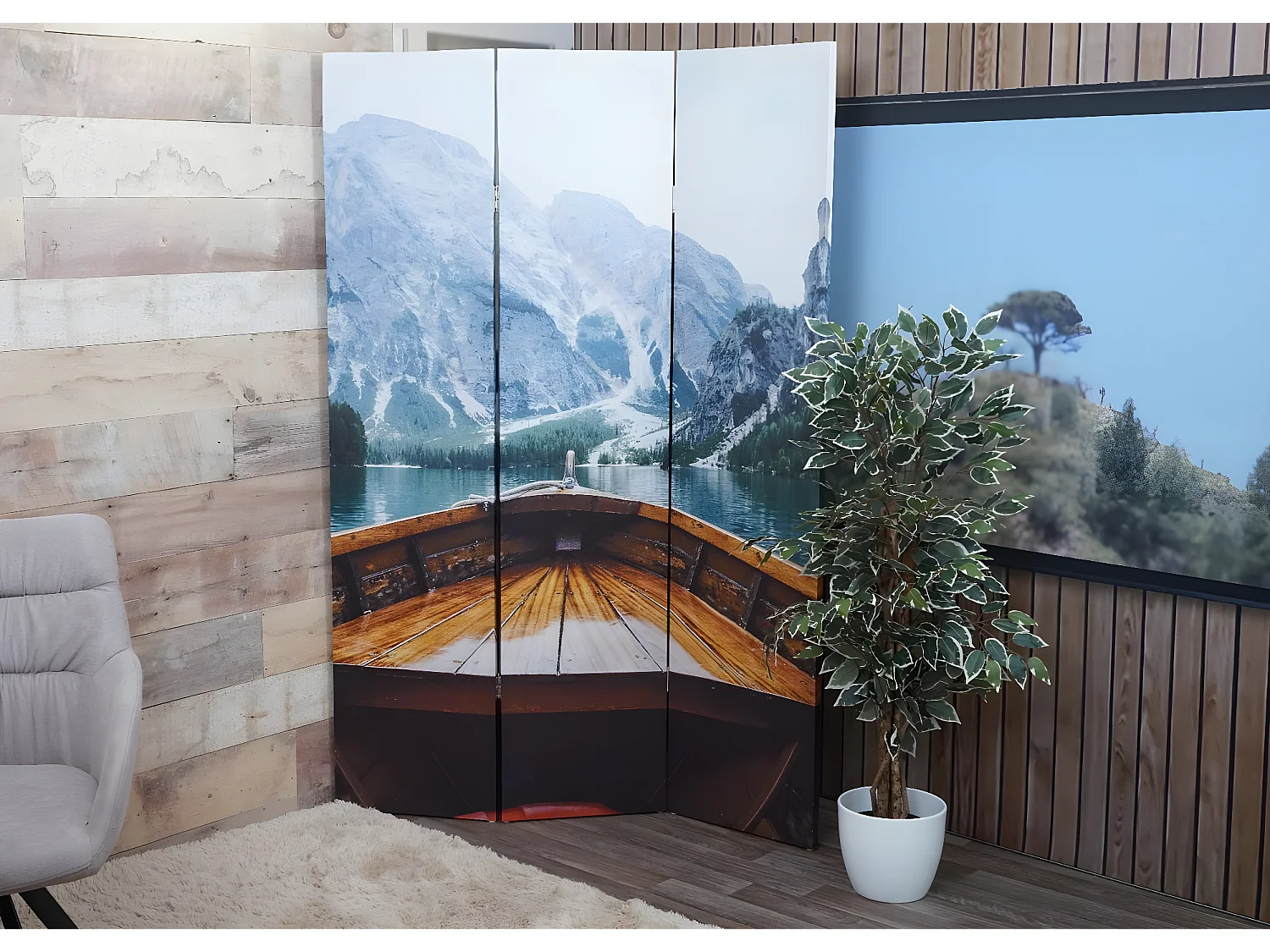 Paravent photo MCW-A83,  180x121cm bateau