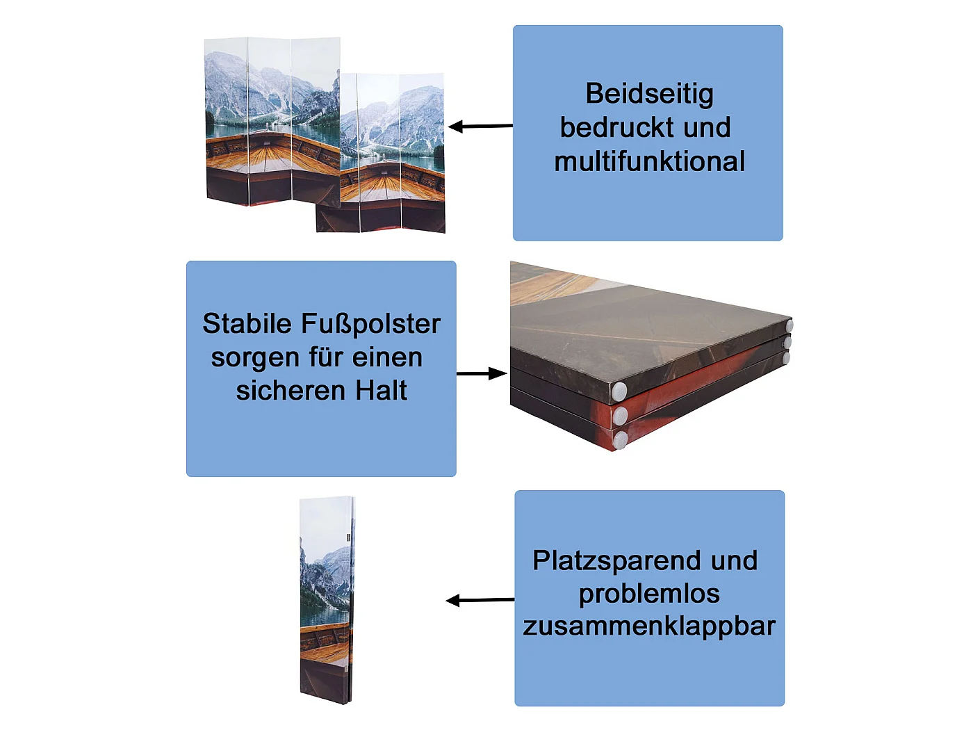 Paravent photo MCW-A83,  180x121cm bateau