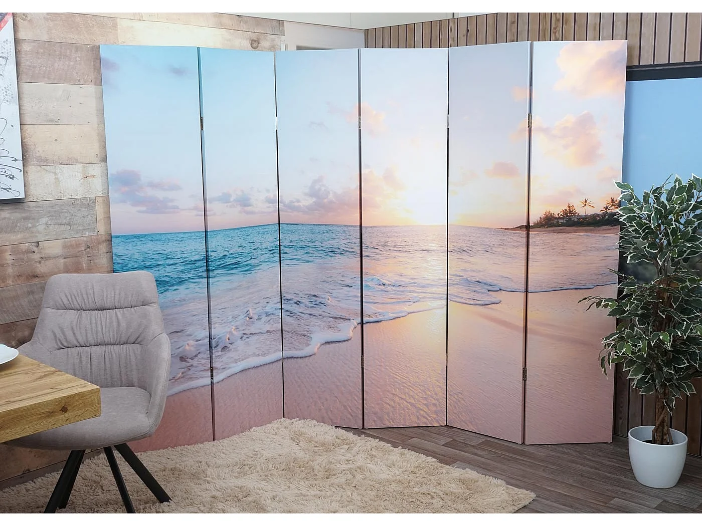 Paravent photo MCW-A83,  180x244cm océan