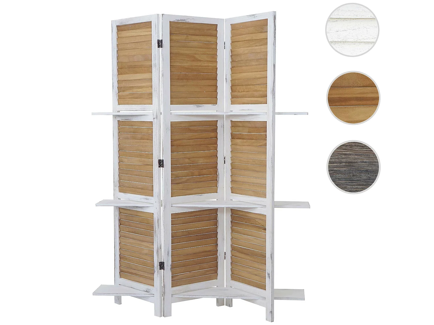 Scherm Aberdeen met legplanken,  wit/bruin