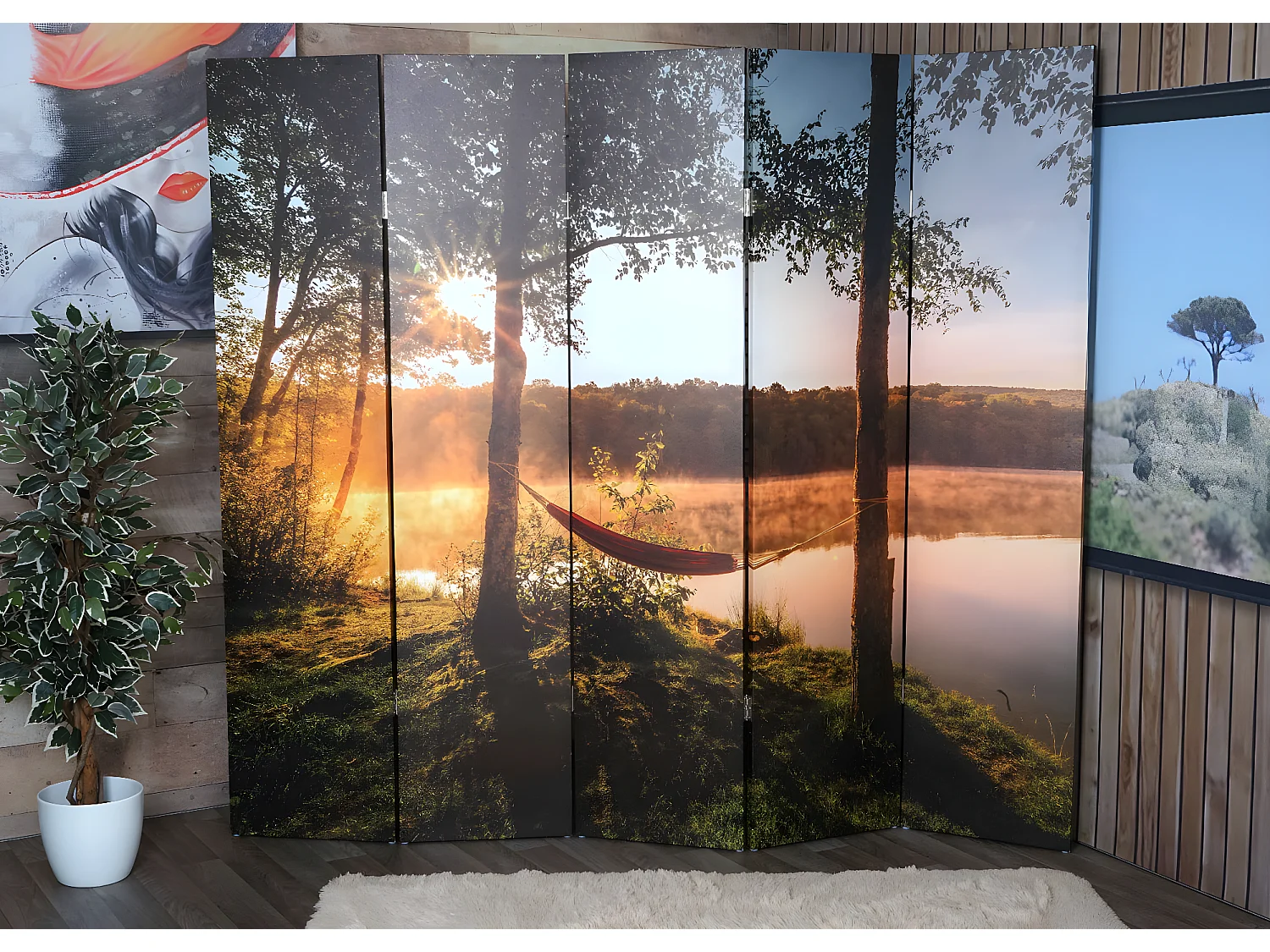 Paravent photo avec isolation phonique MCW-L55,  180x204cm Waldsee