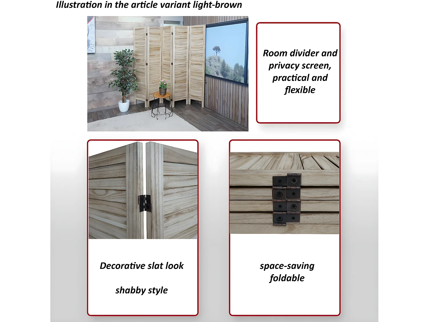 Paravent MCW-G30,  marron